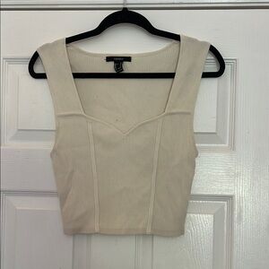 Forever 21 Cream Fitted Crop Tank Top